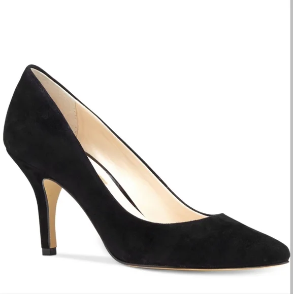 INC International Concepts Zitah Mid Heel Pumps Black Suede -10 - Picture 1 of 7